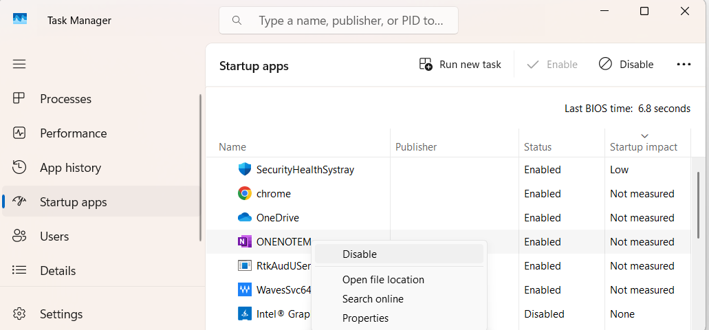 Disable Unnecessary Startup Apps