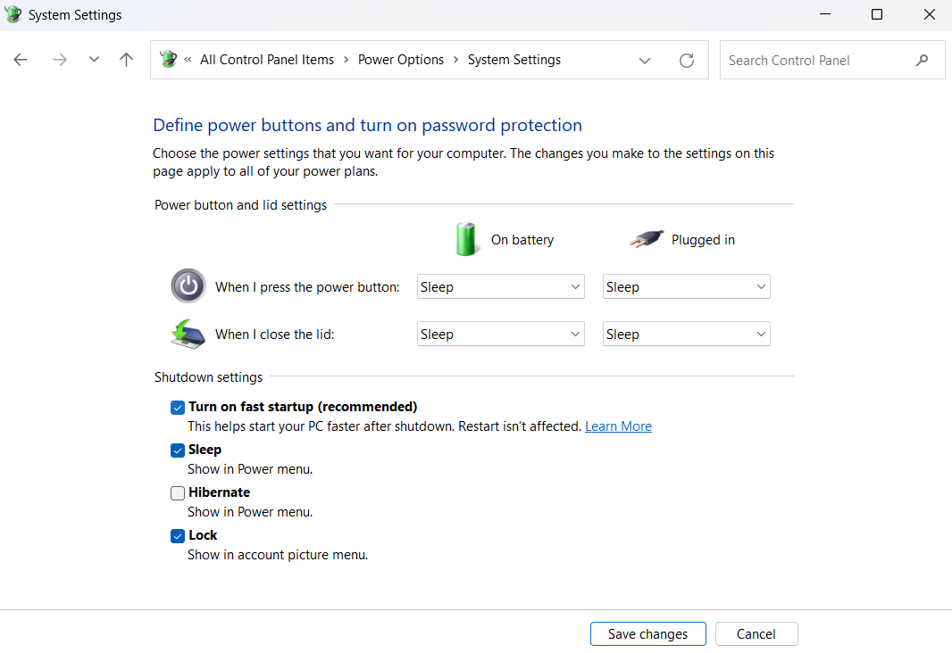 Enable Fast Startup Mode