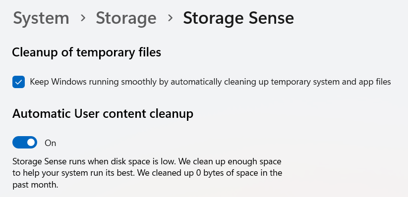 Windows 11 Storage Sense
