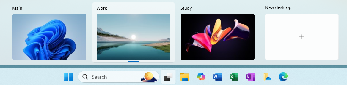 Windows 11 Taskbar and Virtual Desktops