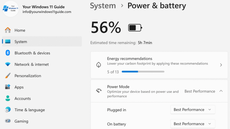 Windows 11 - Best performance power plan