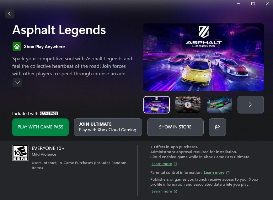 Xbox - Asphalt legends