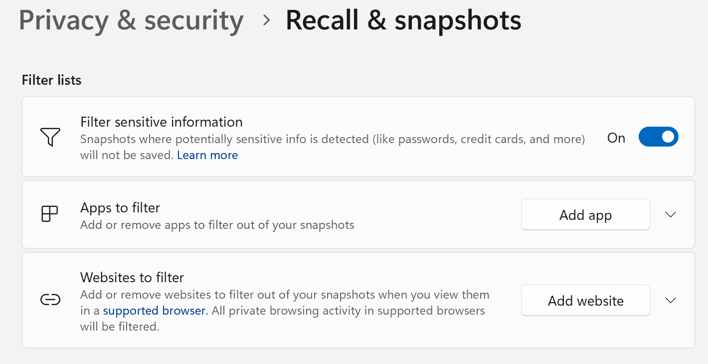Block and filter Recall apps and websites