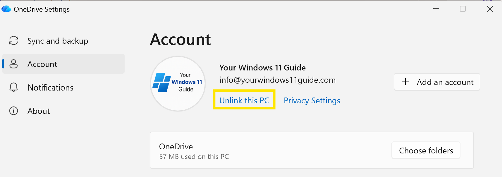How to unlink Microsoft account from OneDrive