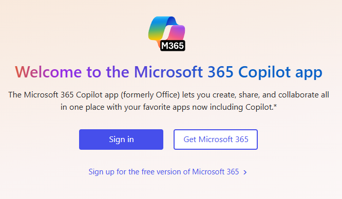 Sign into Microsoft free version