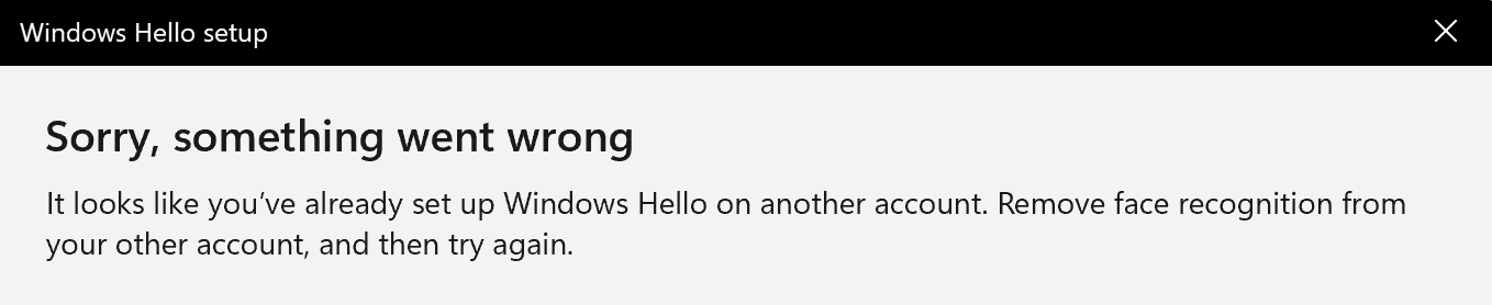 Unable to add the same face to a different account in Windows 11