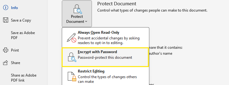 How to Protect Documents with Encrypted password