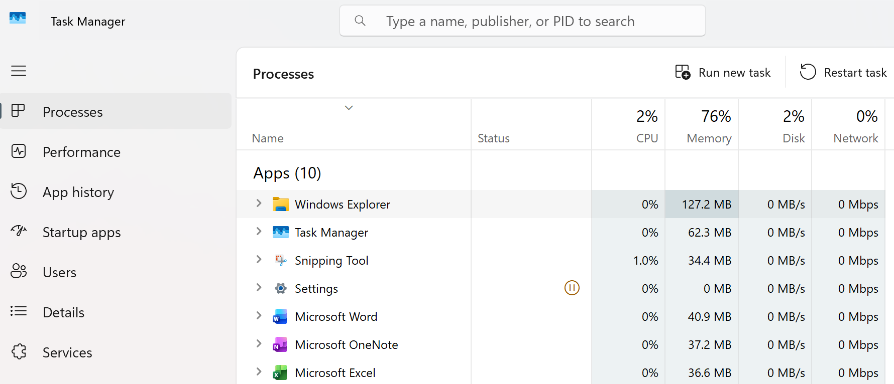 Windows Explorer process in Task Manager