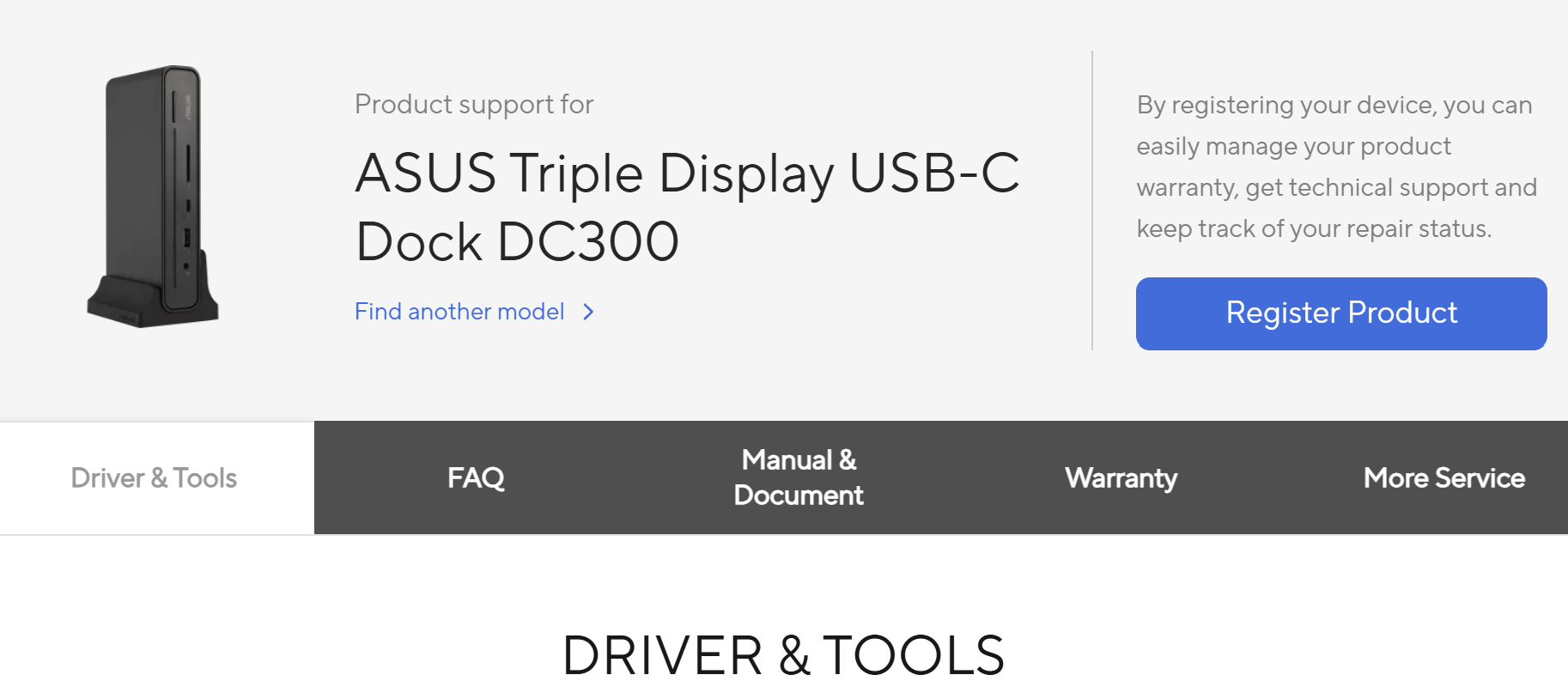 Drivers and tools for ASUS docking station