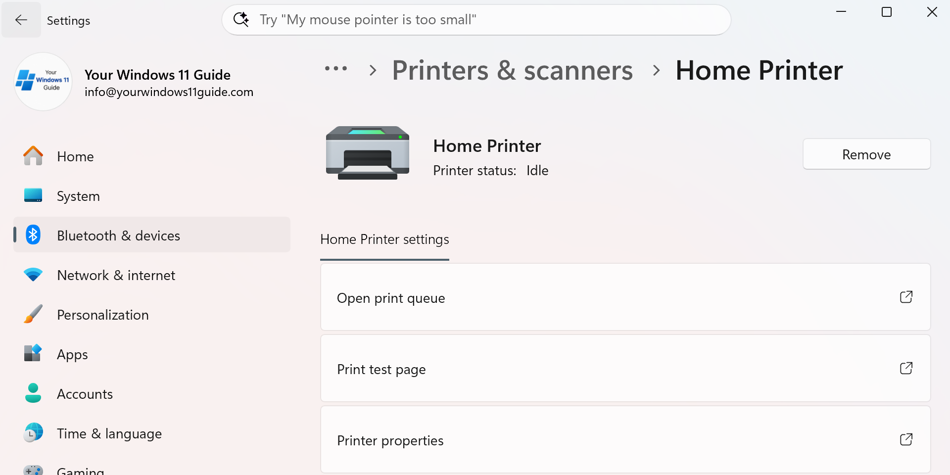 Home Printer is ready for use