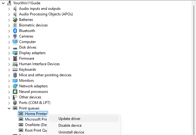 How to update printer driver in Windows 11